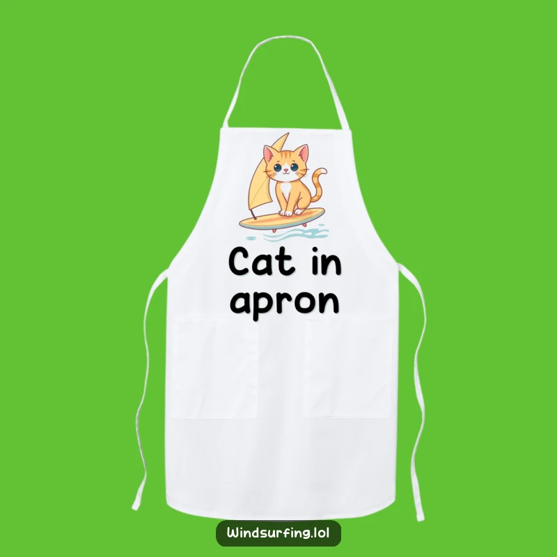 Funny Cat Surfing Apron: Kitchen Adventures with a Balancing Cat
