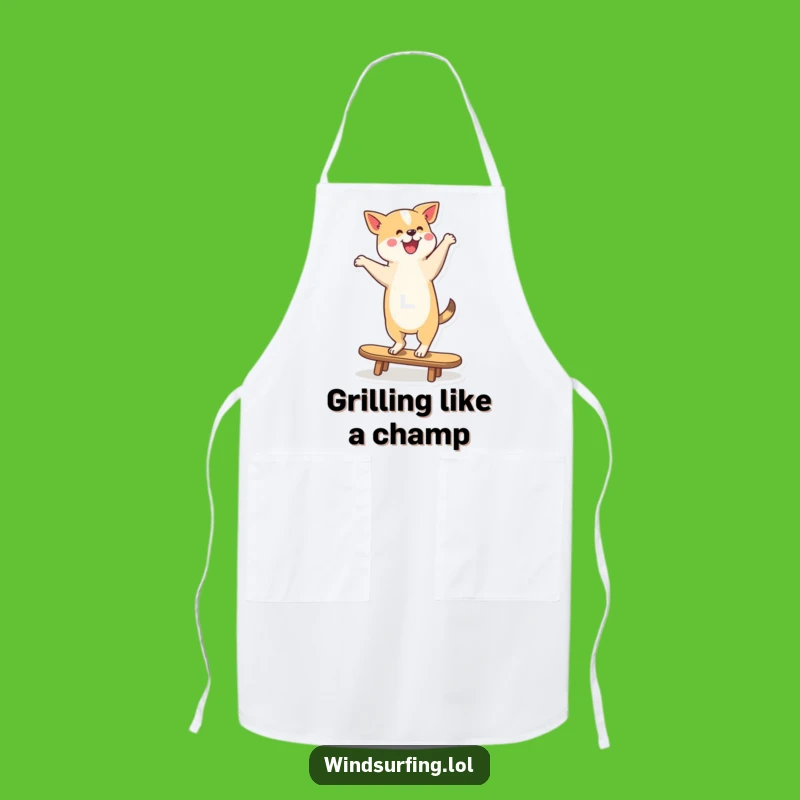 Funny Dancing Dog Surfer Apron: Pooch's Kitchen Balance, Whimsical Funny Gift