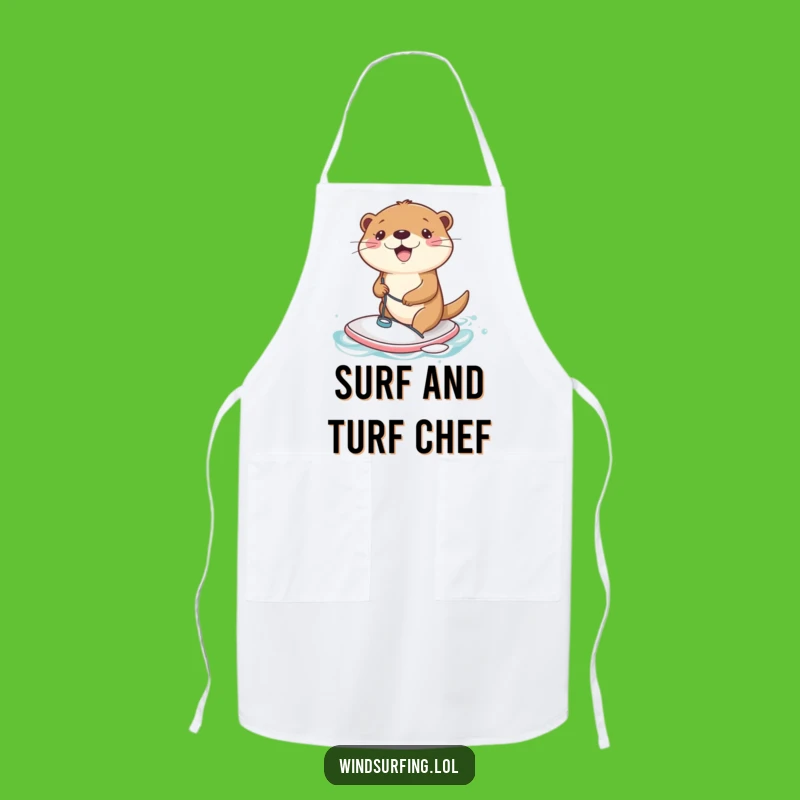 Funny Otter Windsurfing Apron: Joyful Kitchen Sailing, Great Chef Funny Gift!