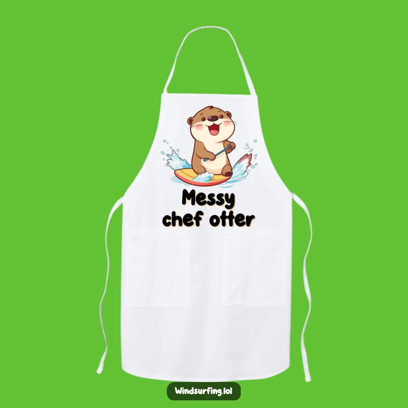 Funny Otter Windsurfing Apron: Kitchen Fun with Hilarious Water Splashes