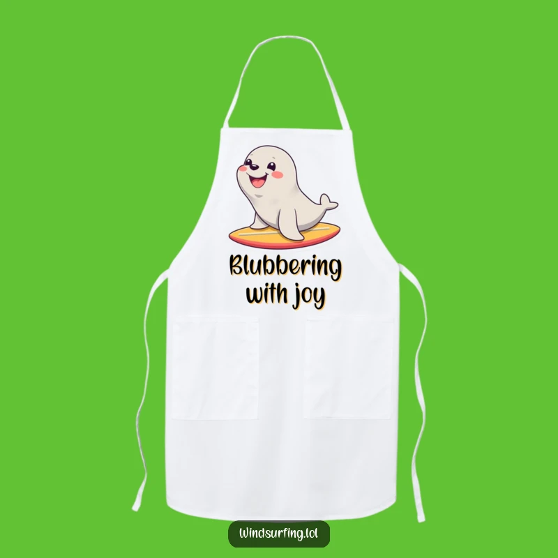 Funny Seal Surf Apron: Chef Enjoys Waves with a Seal Smile