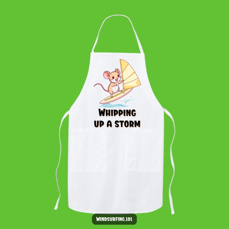 Funny Windsurfing Mouse Apron: Squealing Adventure - Humorous Kitchen Gift