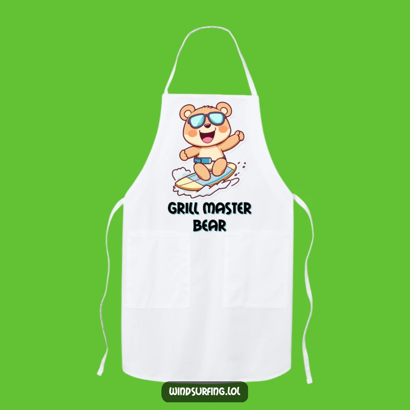 Funny Windsurfing Bear Apron: Cook Up a Storm with Ursine Fun in the Kitchen
