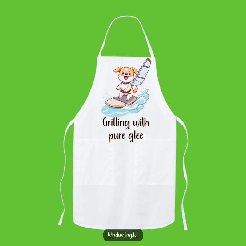 Funny Happy Dog Windsurf Apron: Cook Up Fun with This Pawsome Surfer Chef, Hilarious Funny Gift!