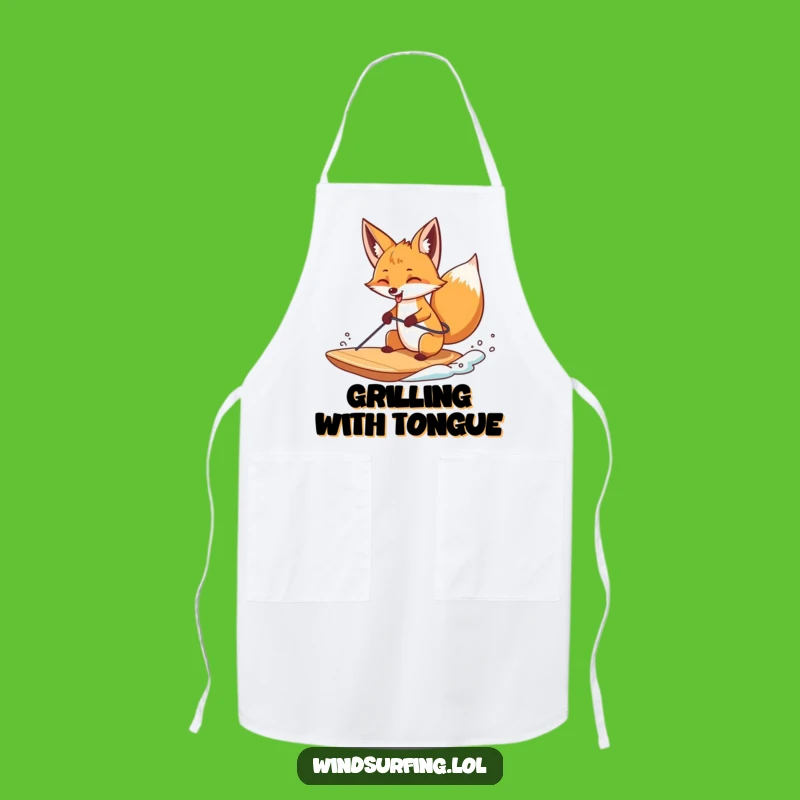 Funny Fox Windsurfing Tongue Apron - Cook with Playful Flair