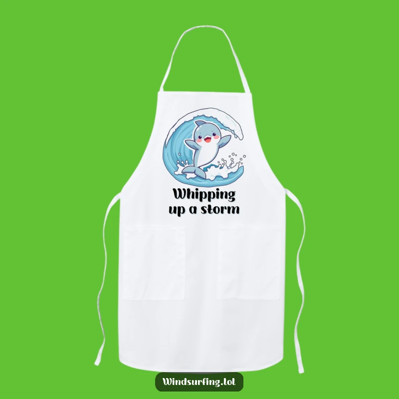 Funny Dolphin Wave Apron: Chef Enjoys Ocean Fun with a Dolphin