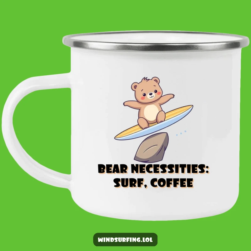Funny Bear Surfing Camping Mug: Adventure Fuel for Laughs, Perfect Gift
