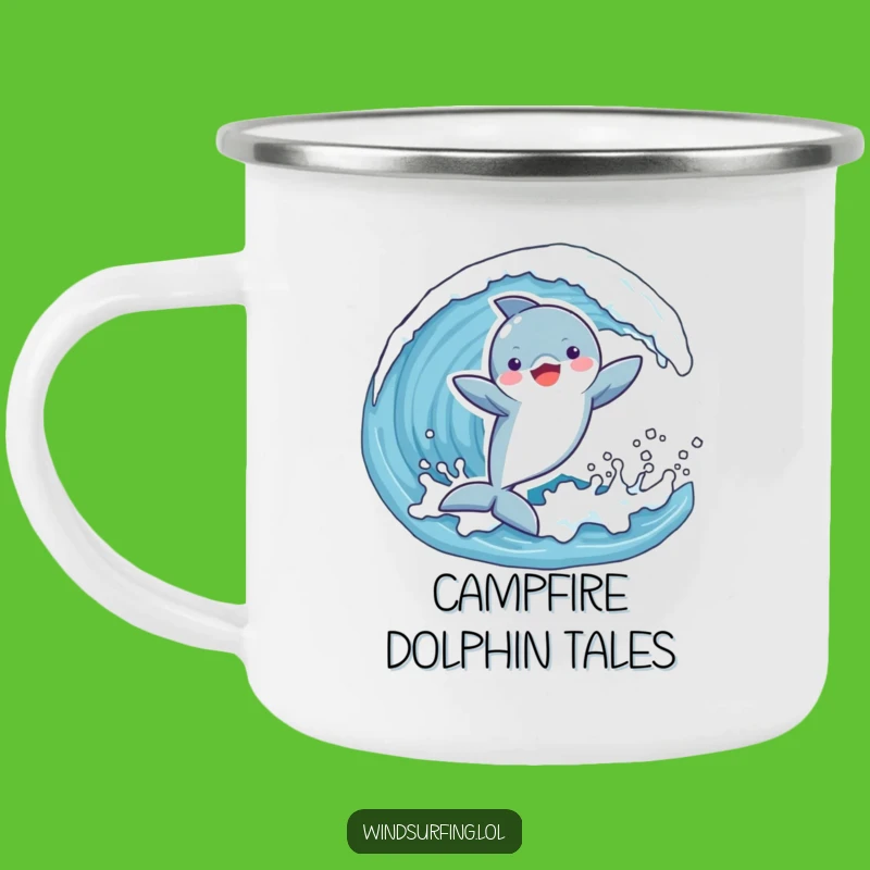 Funny Dolphin Wave Camping Mug: Joyful Ocean Adventures
