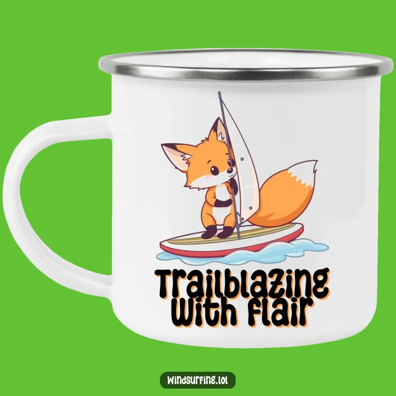 Funny Fox Windsurfing Camping Mug: Adventure Fuel with Curious Fox Charm