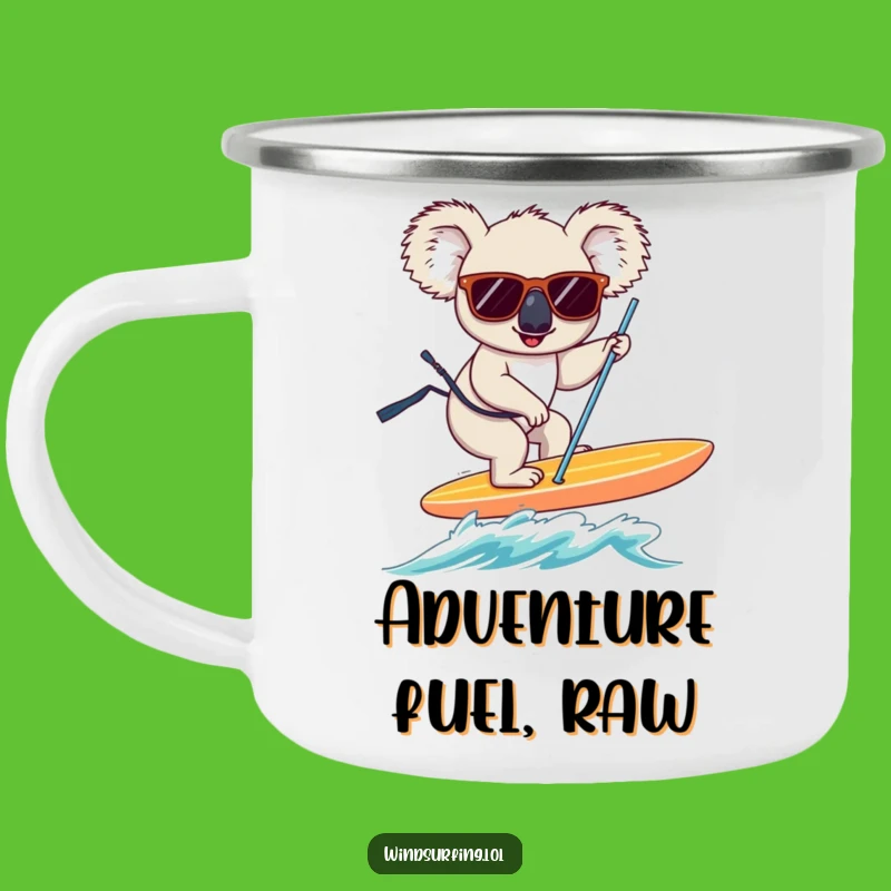 Funny Koala Windsurfer Camping Mug: Rugged & Hilarious Outdoor Gift