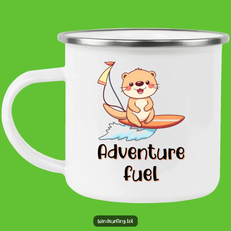 Funny Otter Surfing Camping Mug: Adventure Fuel with a Happy, Sailing Otter