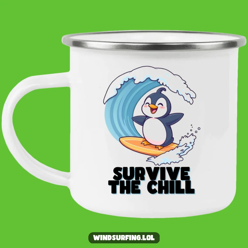 Funny Penguin Wave Mug: Hilarious Adventure Fuel for Your Camping Trips