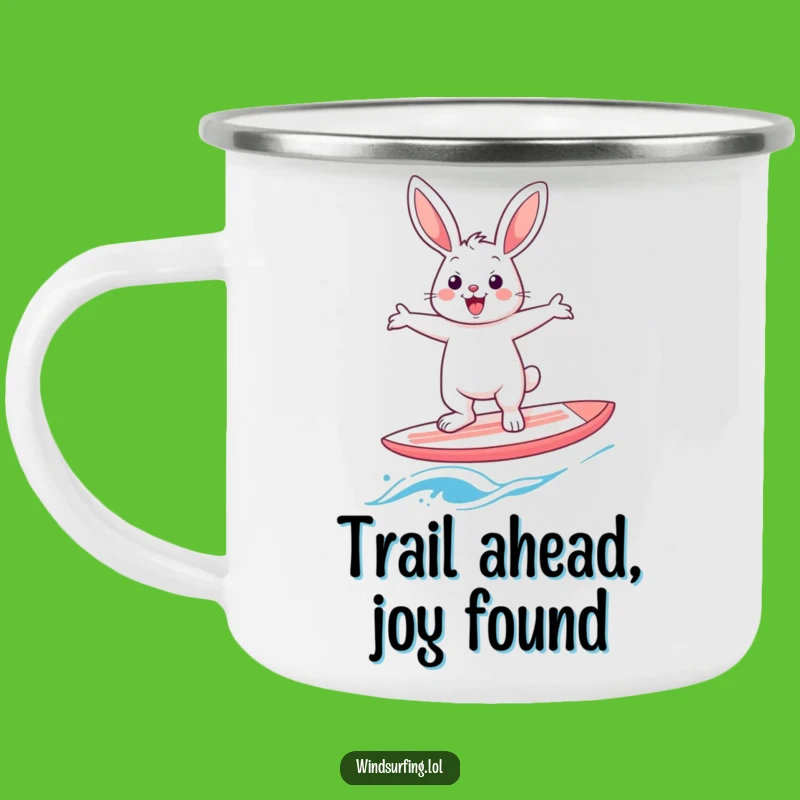 Funny Rabbit Windsurfer Camping Mug: Adventure Fuelled by a Cheerful Hare's Hilarious Balance