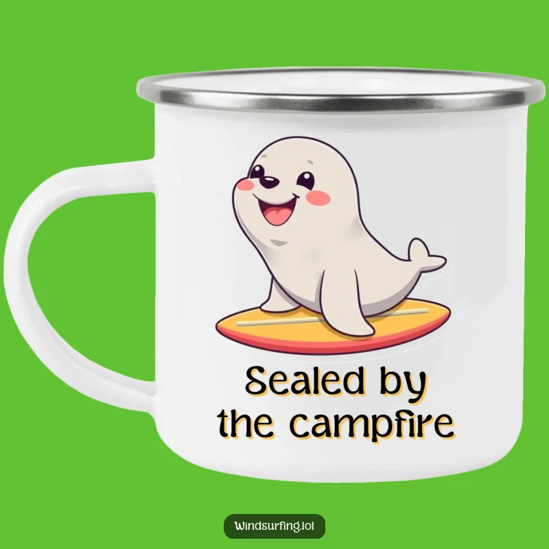 Funny Seal Surf Camping Mug: Happy Seal Adventures in the Wild