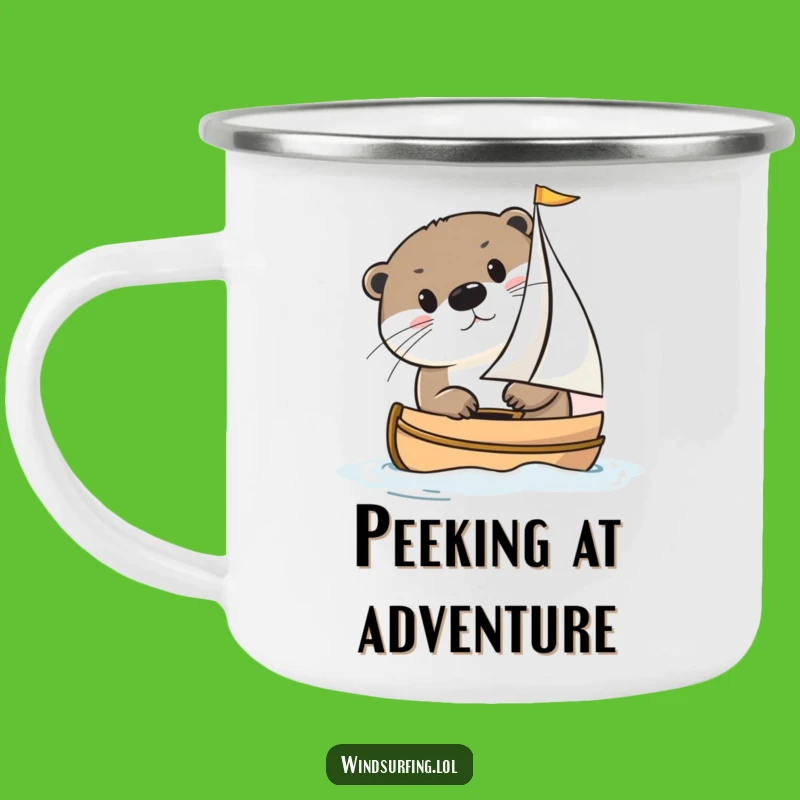 Funny Curious Otter Sailing Camping Mug: Adventure Drinkware & Gift