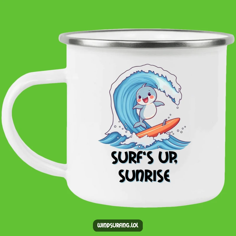 Funny Dolphin Surf Camping Mug - Durable Adventure Companion Gift