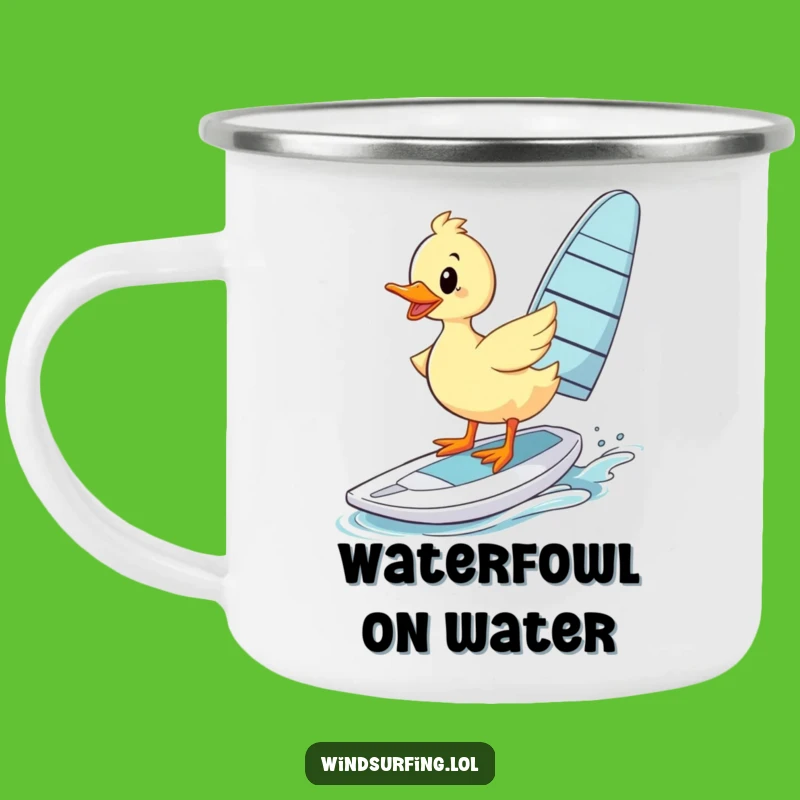 Funny Wobbly Duck Windsurfer Camp Mug: Your Adventure Buddy for Coffee, A Great Funny Gift