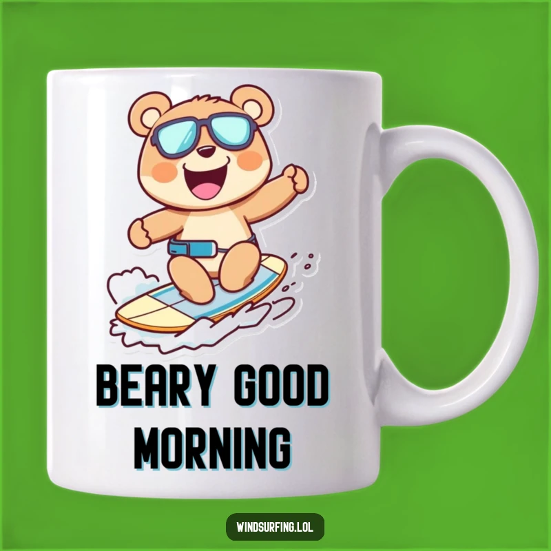 Funny Windsurfing Bear Mug: Big Grins and Adventure Perfect for Bear Lovers and Gift