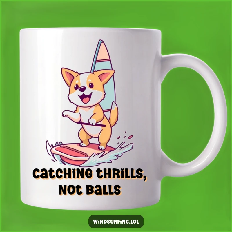 Funny Dog Windsurfing Mug: Happy Canine Rider, Perfect Pet Lover Funny Gift!
