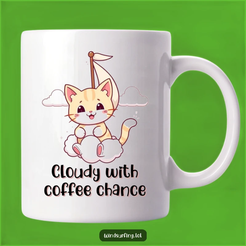 Funny Smiling Cat Cloud Sail Mug - Whimsical Feline Adventure Gift