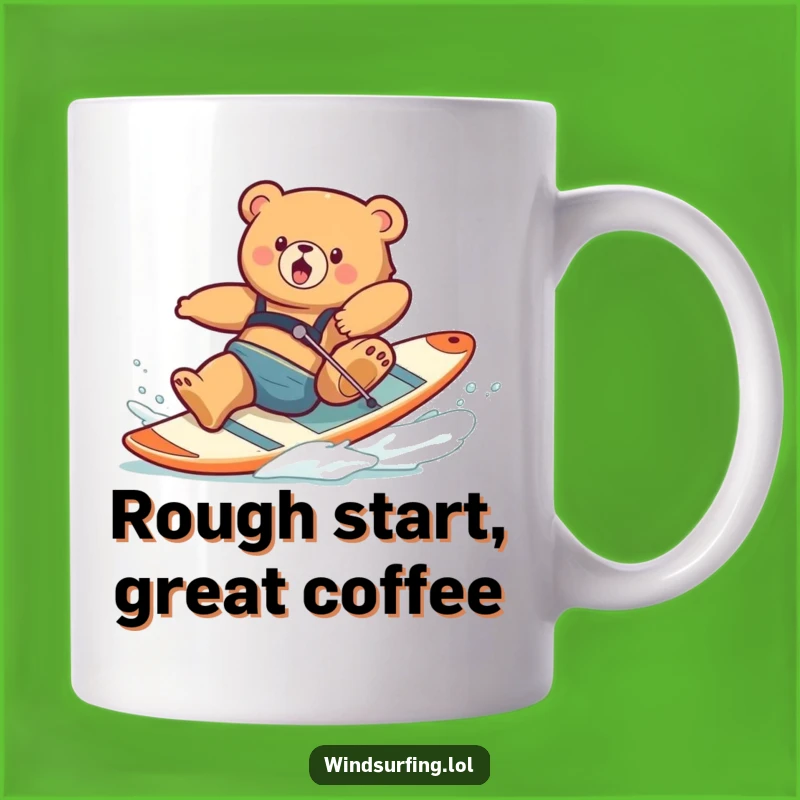 Funny Clumsy Bear Windsurfing Mug: A Hilarious Gift for Bad Days!