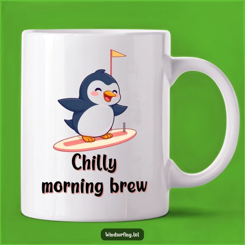 Funny Penguin Sailboard Mug - Joyful Arctic Adventure Gift for Him or Her