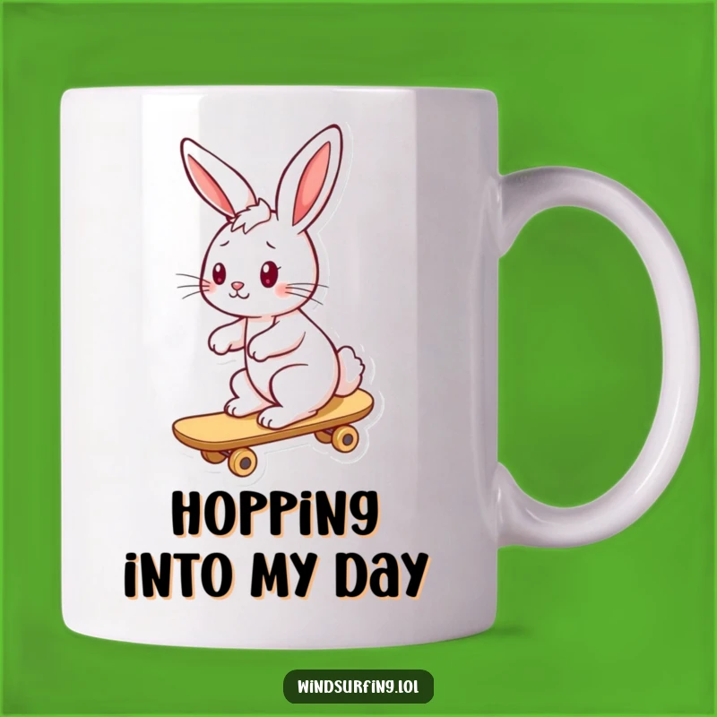 Funny Playful Bunny Surf Mug - Windblown Ears Animal Gift, Perfect for Coffee Lovers