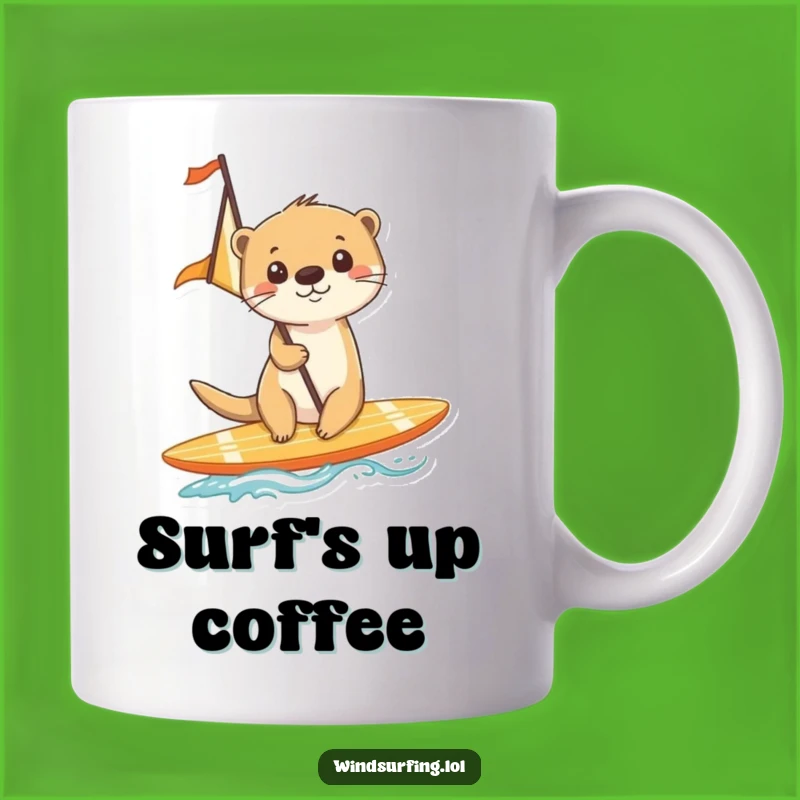 Funny Otter Surfing Mug: Hilarious Gift for Beach Lovers & Otters