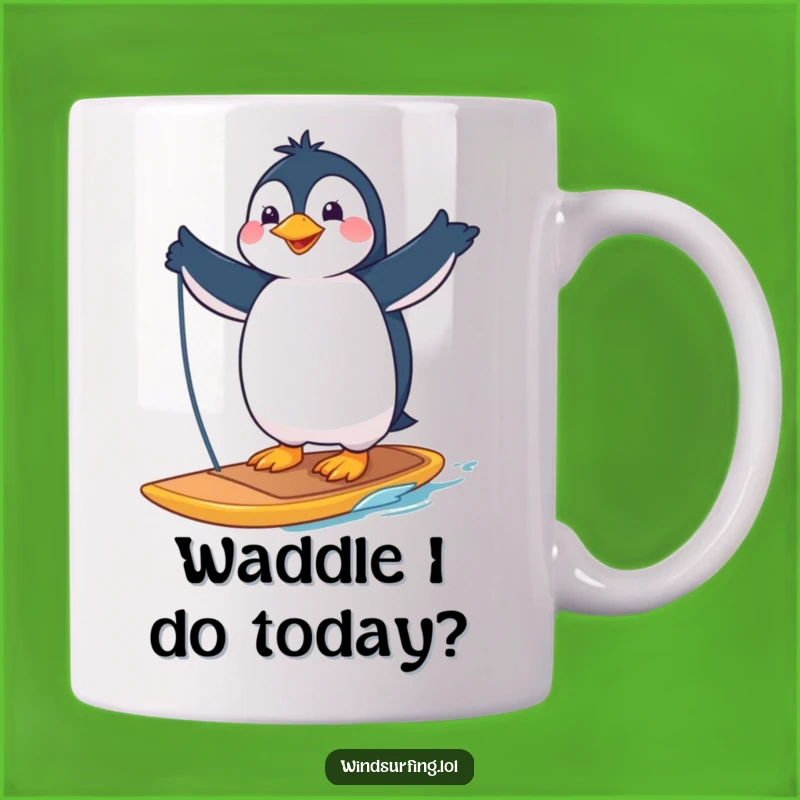 Funny Penguin Windsurfer Pose Mug: A Hilarious Gift for Adventure Lovers