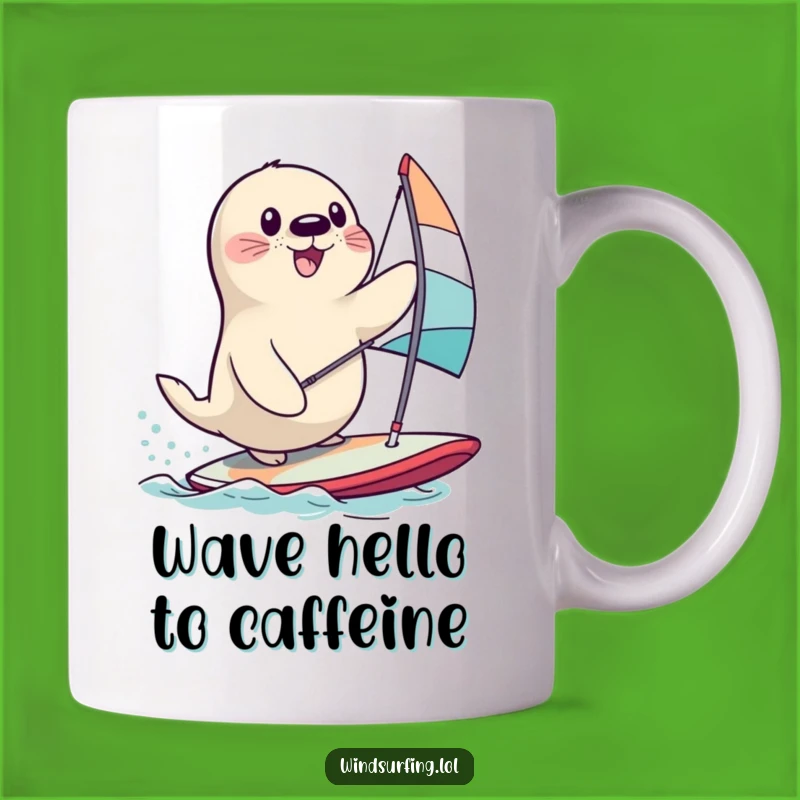 Funny Seal Windsurfing Mug: Hilarious Ocean Adventure Gift for Seal Lovers