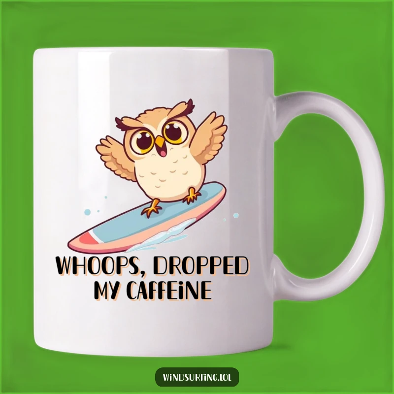 Funny Surprised Owl Windsurf Mug - Wildly Hilarious Animal Gift, Perfect for Coffee Lovers