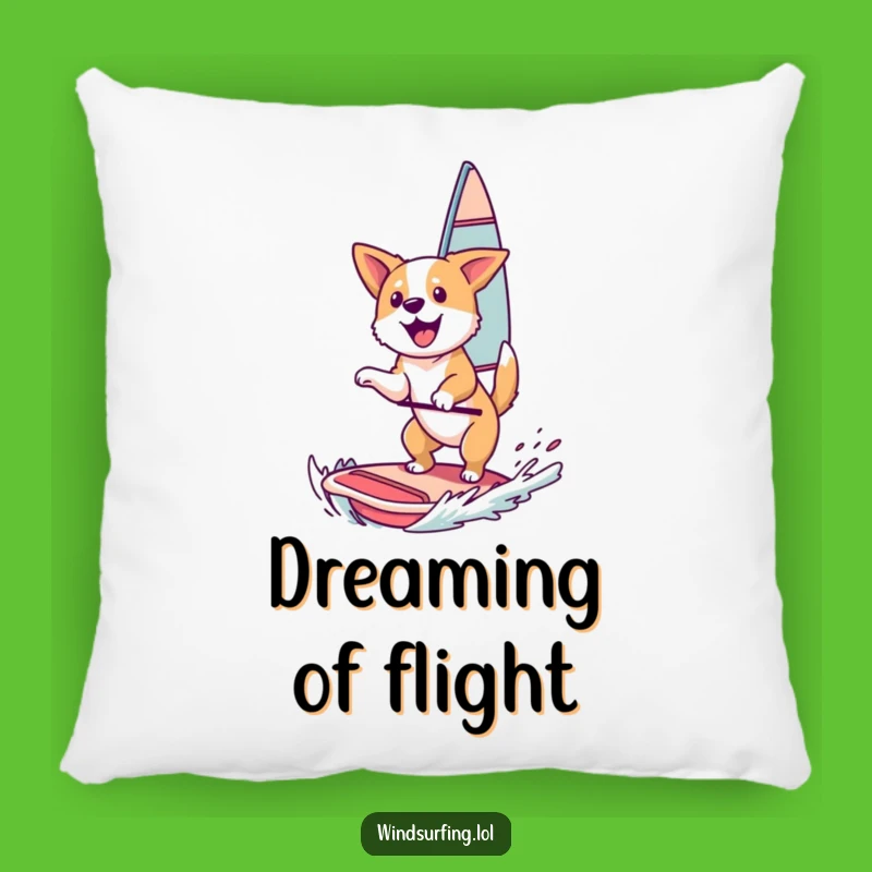 Funny Dog Windsurfing Pillow: Happy Canine Comfort, Cozy Funny Gift!