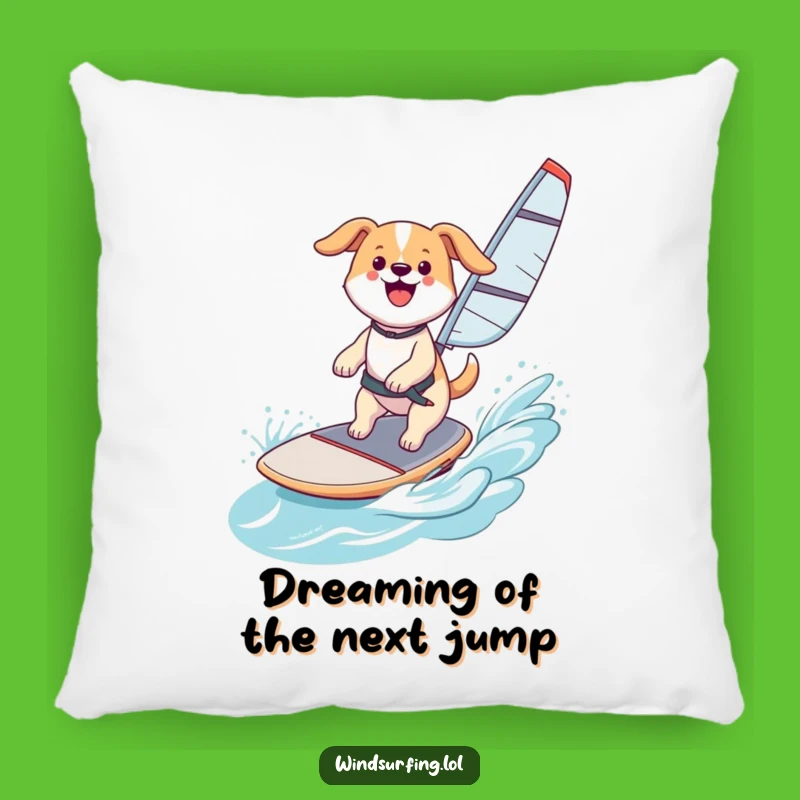 Funny Happy Dog Windsurf Pillow: Cozy Comfort with a Smile, a Snug Funny Gift!