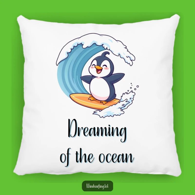 Funny Penguin Wave Pillow: Cozy Comfort with Hilarious Surfing Penguin Design