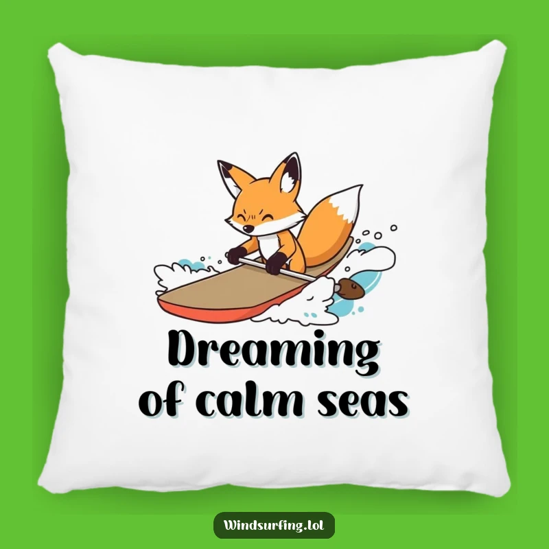 Funny Determined Fox Surfer Pillow: Cozy Fox Comfort, Cozy Funny Gift