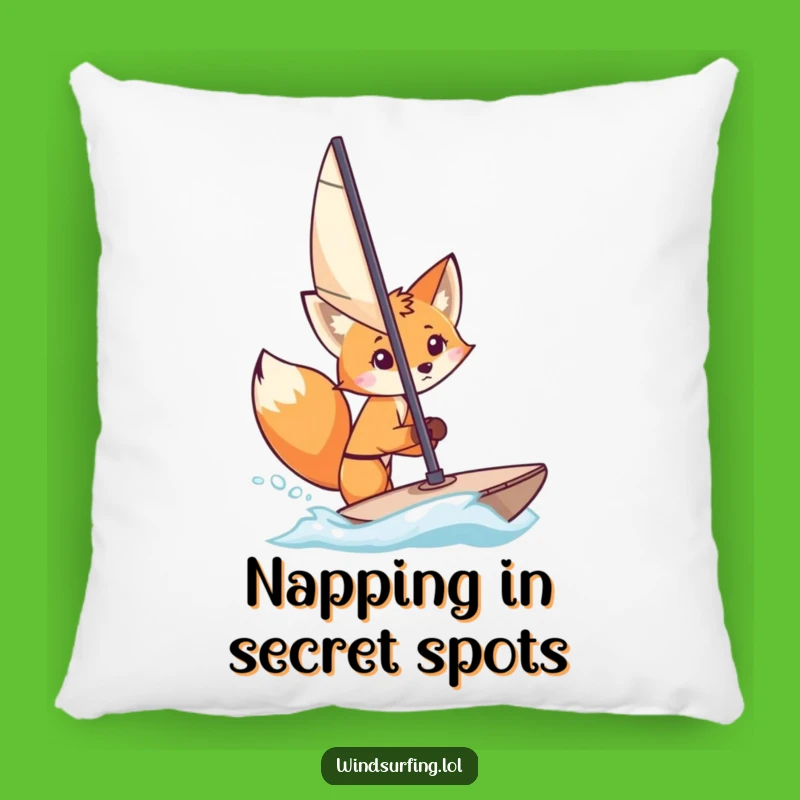 Funny Fox Windsurfer Pillow: Curious Peeker - Cozy Humorous Decor Gift