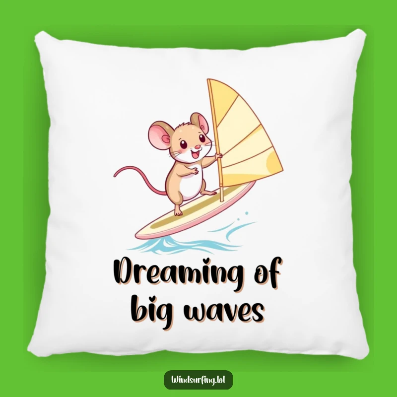 Funny Windsurfing Mouse Pillow: Squealing Adventure - Cozy Humorous Decor Gift