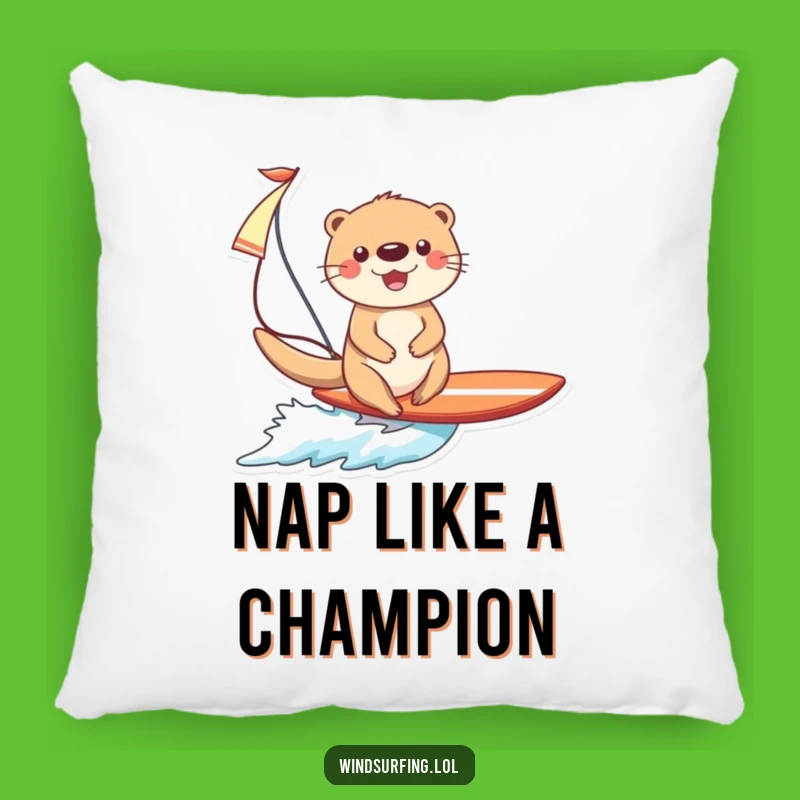 Funny Otter Surfing Pillow: Cozy Comfort with a Hilarious Happy Otter