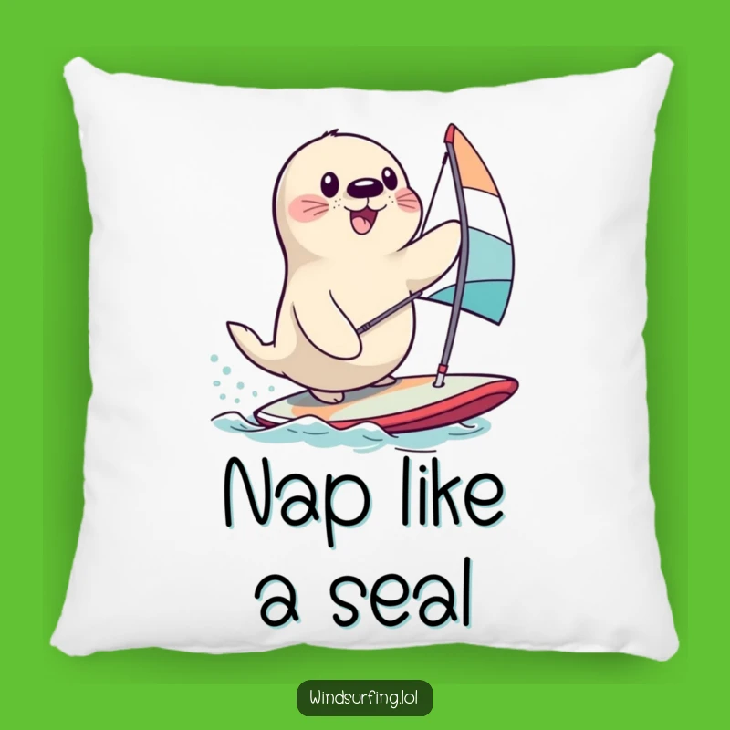 Funny Seal Windsurfing Pillow: Hilarious Comfort Accessory for Ocean Lovers
