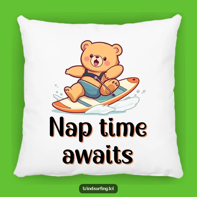 Funny Clumsy Bear Windsurfing Pillow: Cozy Up with Hilarious Fails!