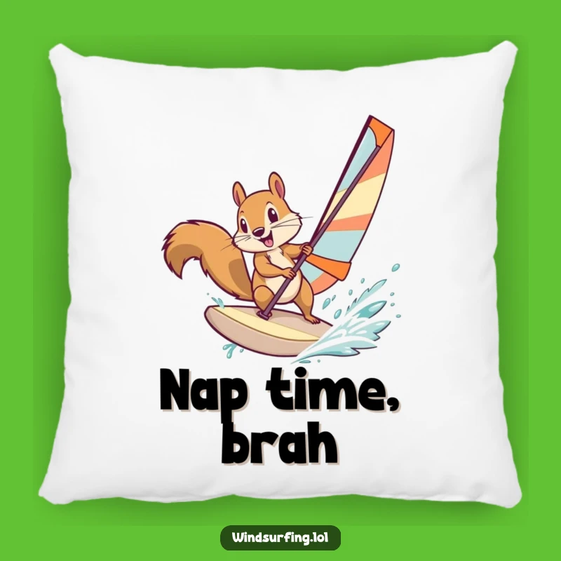 Funny Squirrel Windsurfing Pillow - Comfy and Hilarious Accent for Your Couch