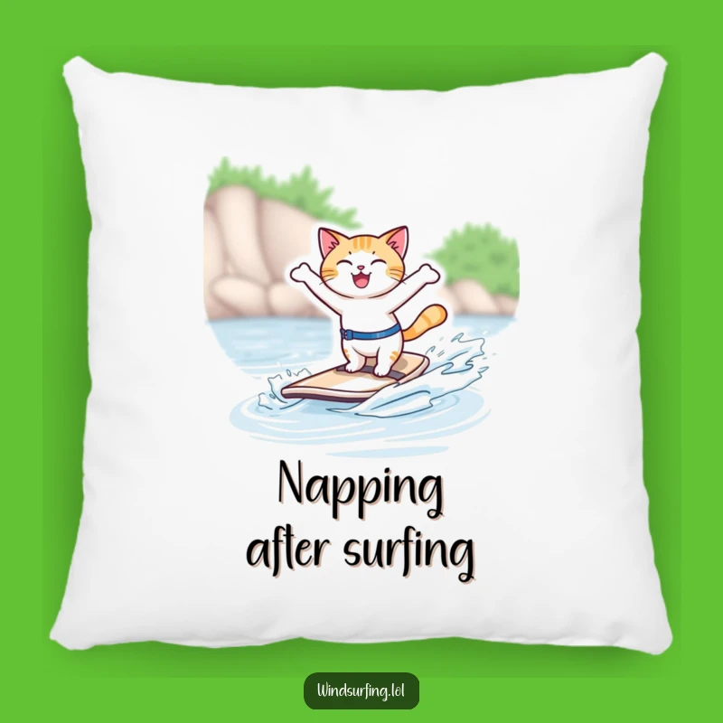 Funny Windsurfing Cat Pillow: Add Comfort and Feline Fun to Your Home Decor