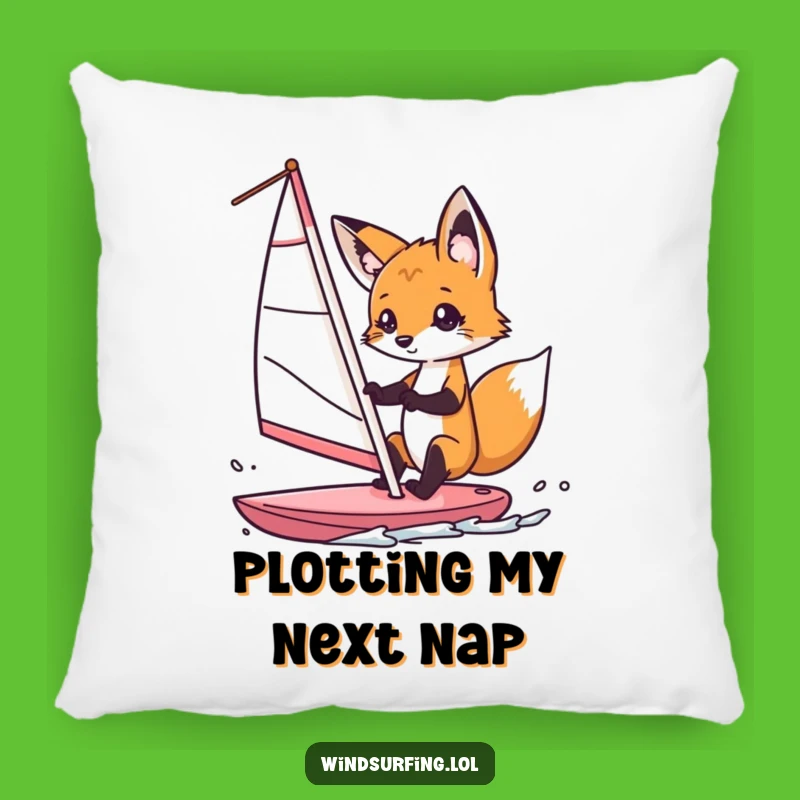 Funny Fox Windsurfer Pillow: Cozy Comfort with a Curious Fox's Playful Ride