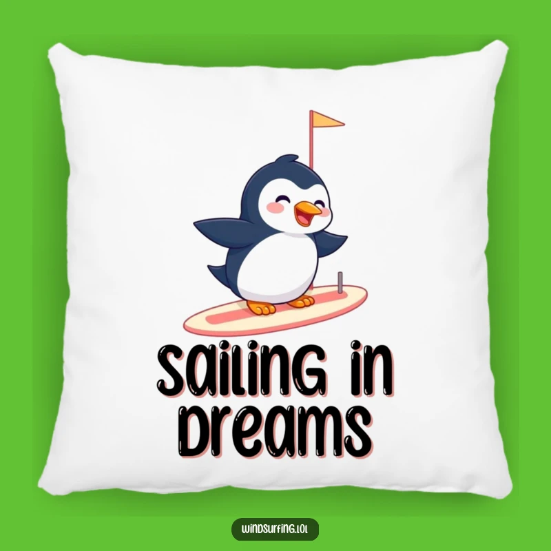 Soft Funny Penguin Sailboard Pillow - Cozy Arctic Accent Decor Gift