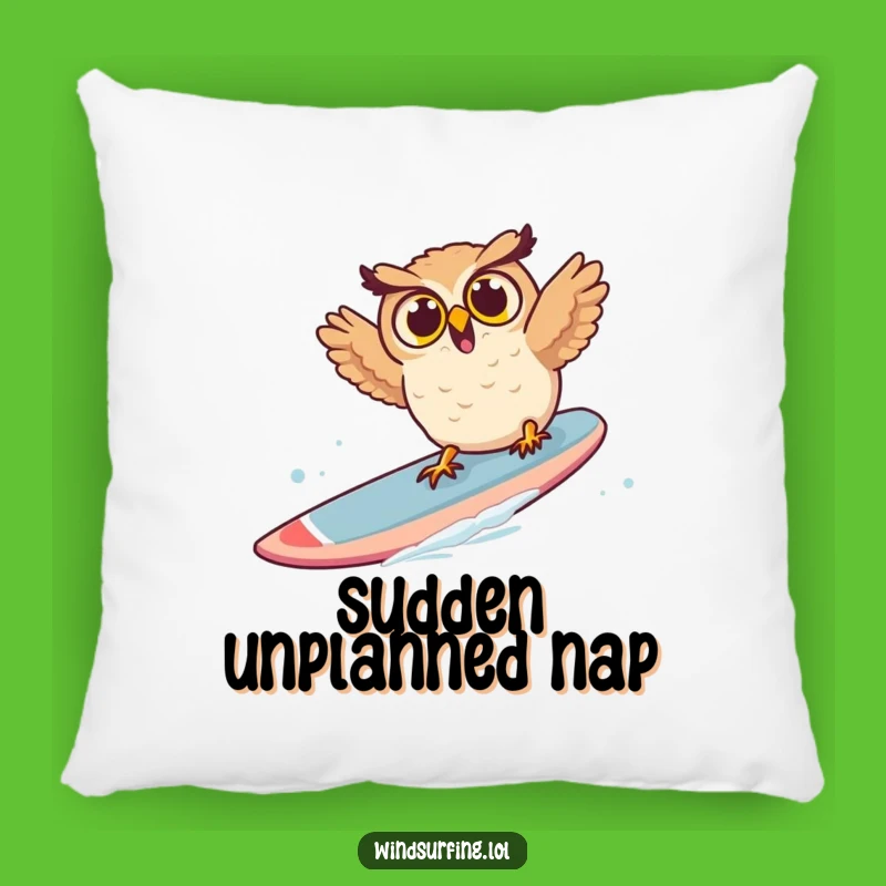 Funny Surprised Owl Windsurf Pillow - Cozy & Hilarious Cushion, Great Funny Gift