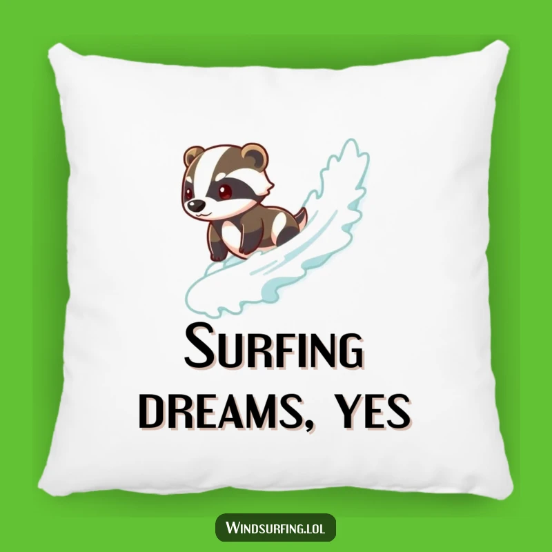Funny Brave Badger Surf Pillow - Cozy Cushion with a Cool Vibe, Great Funny Gift