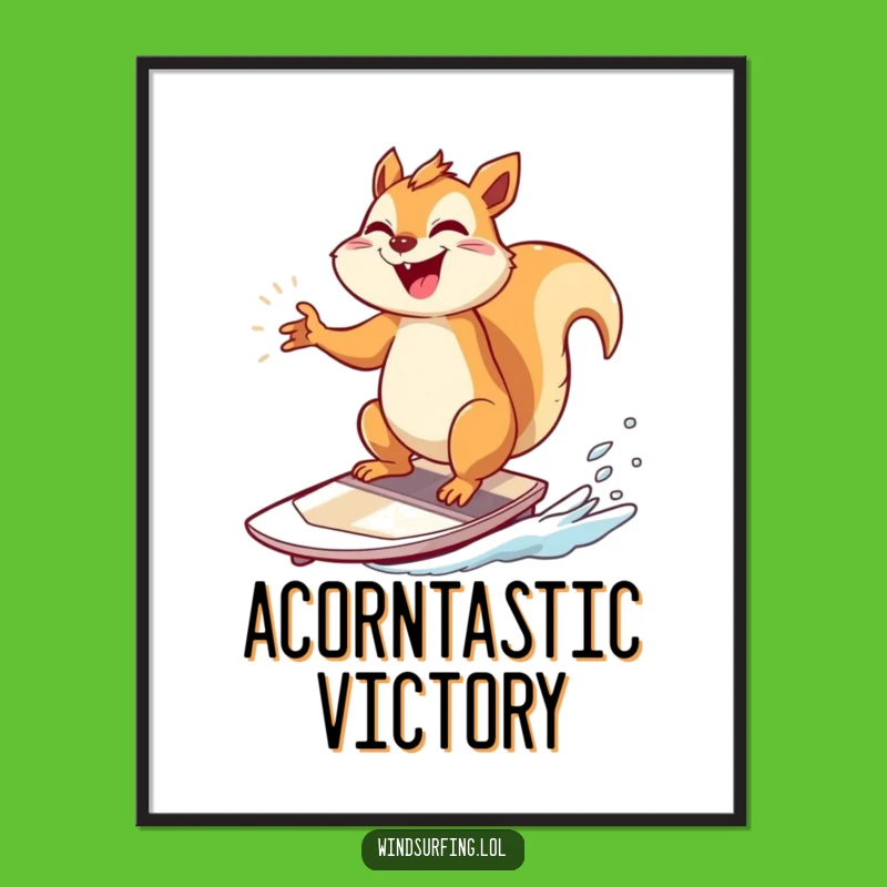 Funny Squirrel Windsurfer Digital Art: Bring Home This Squirrel's Triumphant Adventure