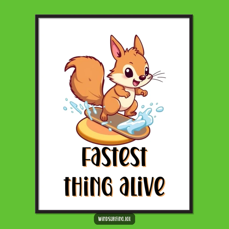 Funny Squirrel Waterskiing Digital Art: Action Decor & Gift