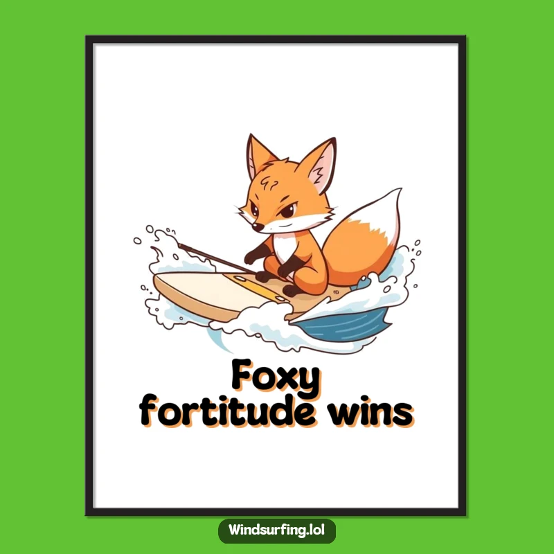 Funny Determined Fox Surf Digital Art - Resilient Printable, Instant Download for Decor