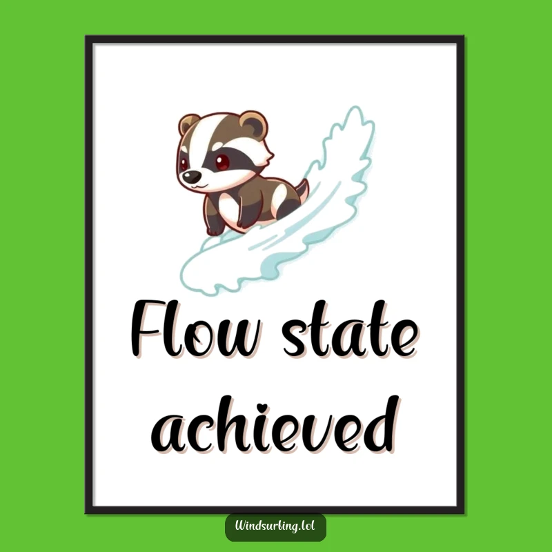 Funny Brave Badger Surf Digital Art - Cool Printable, Instant Download for Decor